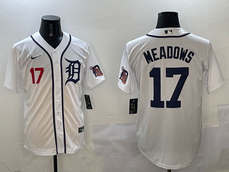Men Detroit Tigers #17 Meadows White Game 2025 Nike MLB Jersey style 3114->detroit tigers->MLB Jersey